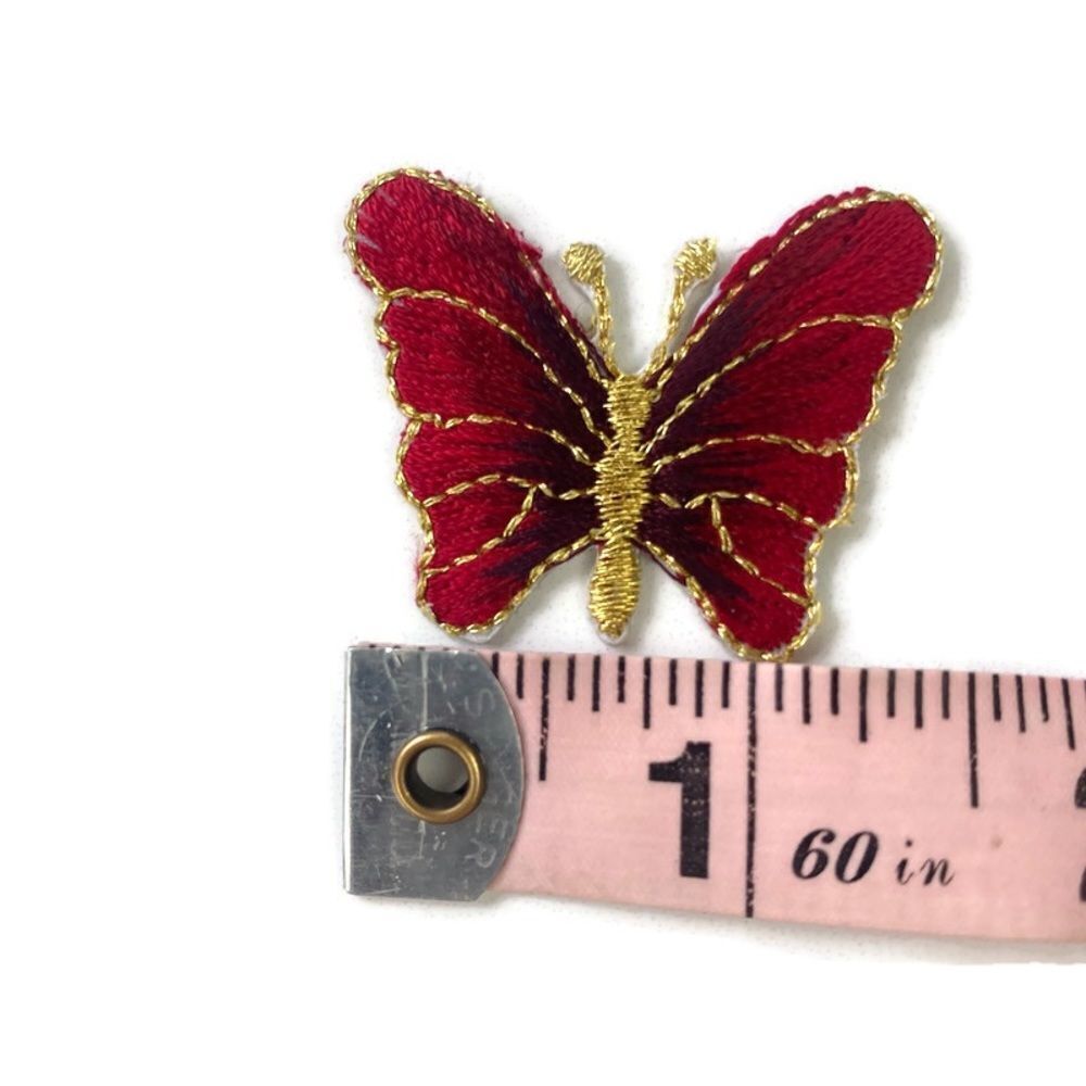 Small Red Butterfly Embroidered Patch - Picture 4 of 4